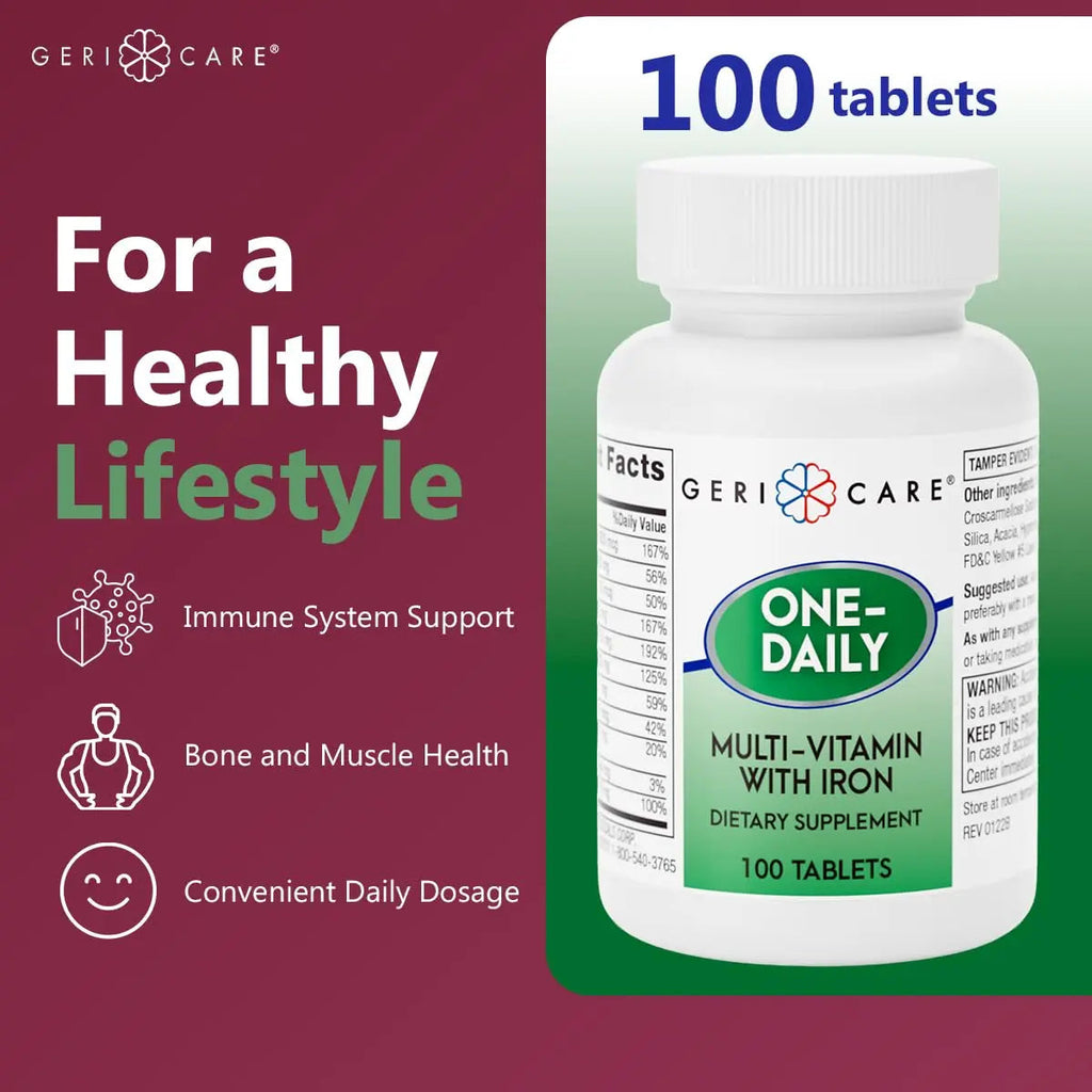 GeriCare One-Daily Multi-Vitamin with Iron Tablets,100 Count (Pack of 1) GeriCare Au supplements