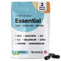 Complement Essential Vegan Multivitamin for Men & Women (60 Servings, 180 Capsules) with Omega-3 DHA & EPA, B12, Vitamin D3 & K2 Complement Au supplements