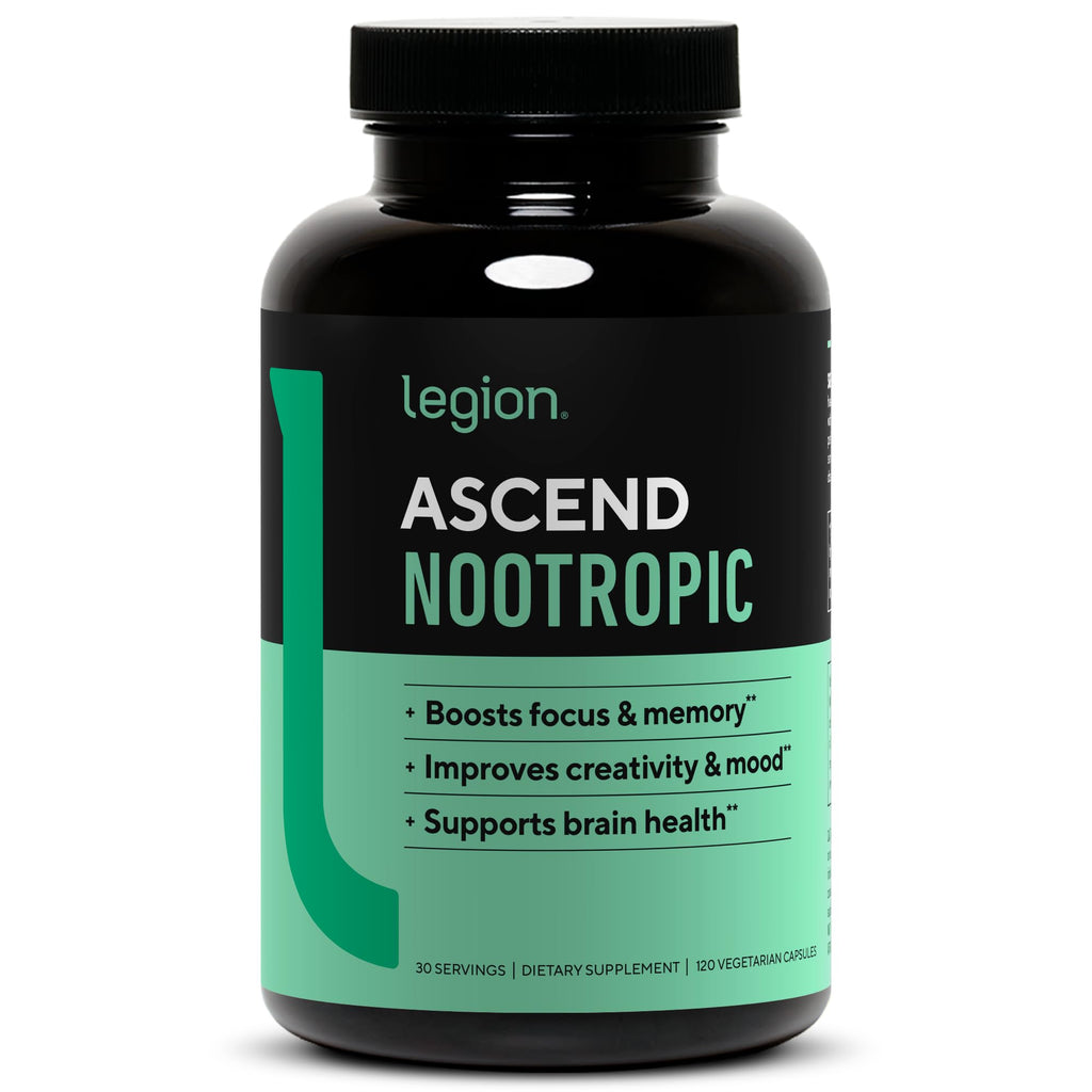 LEGION Athletics Ascend Nootropic - All-Natural Brain Supplements for Memory and Focus - Nootropics Brain Support Supplement with Alpha-GPC - Brain Supplement for Alertness & Mood Support, 30 Servings LEGION Au supplements
