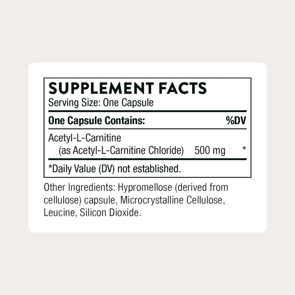 THORNE - Acetyl-L-Carnitine - 500 mg - Supports Brain Function & Healthy Nerve Sensations in The Hands & Feet* - Gluten, Dairy & Soy-Free - 60 Capsules THORNE Au supplements