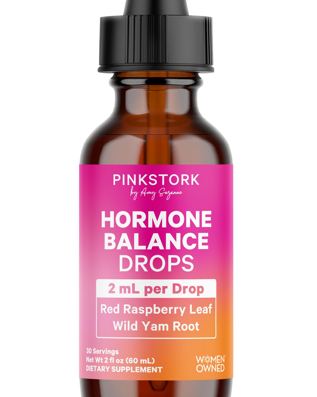 Pink Stork Hormone Balance Drops for Women - Supports Hormonal Health, PMS, Perimenopause & Mood, with Red Raspberry Leaf & Wild Yam - Liquid Supplement - Vegan, 2oz, 30 Servings Pink Stork Au supplements