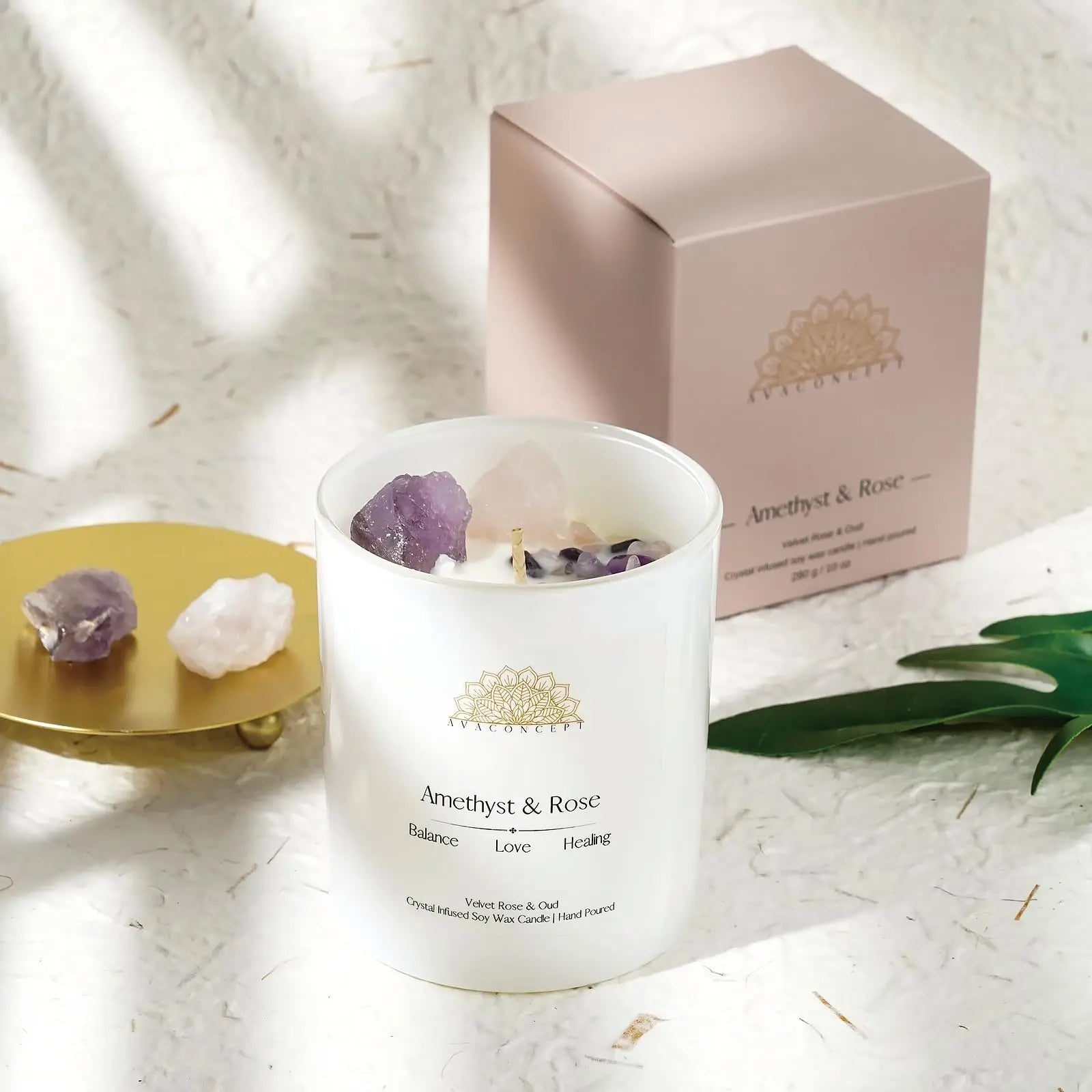 Ava Concept Scented Crystal Candle 10 oz jar Candle (Velvet Rose & Oud) ava concept Au supplements