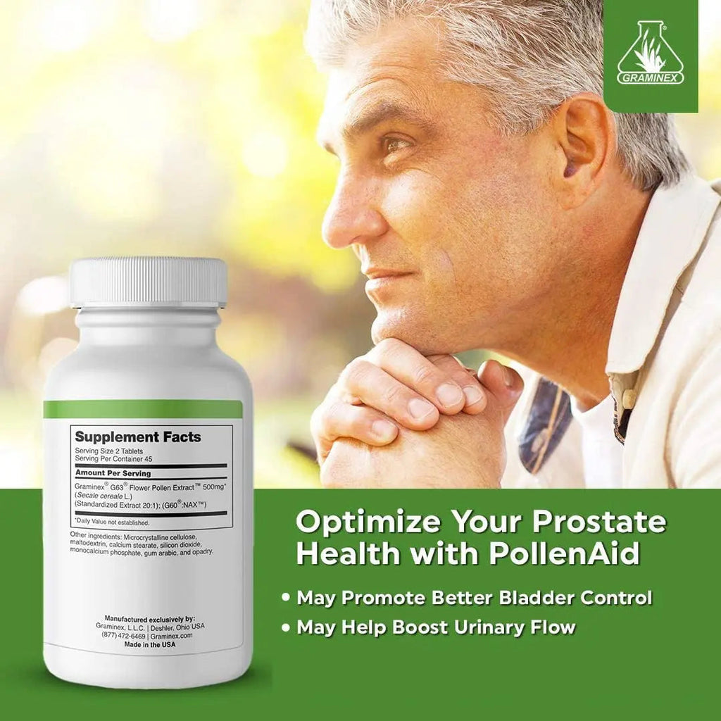 Graminex PollenAid Prostate Supplement: All Natural Prostate Support for Bladder Control & Urinary Tract Health, Rye Pollen Extract Made in USA, 90 Tablets (Pack of 2) Graminex Au supplements