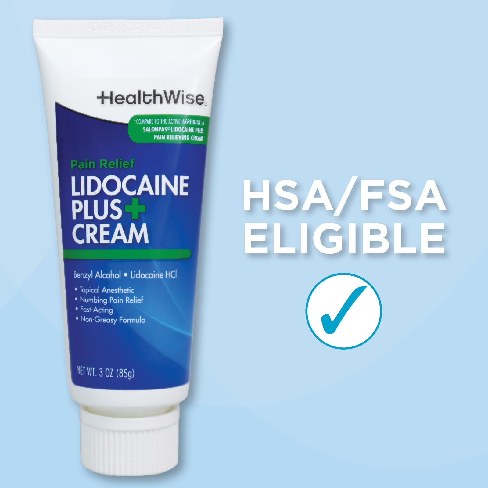 HealthWise Lidocaine Plus+ Cream | Numbs Away Pain | | Non-Greasy | 3.0 Oz | 4% OTC Lidocaine + 10% Benzyl Alcohol | Topical Anesthetic HealthWise Au supplements