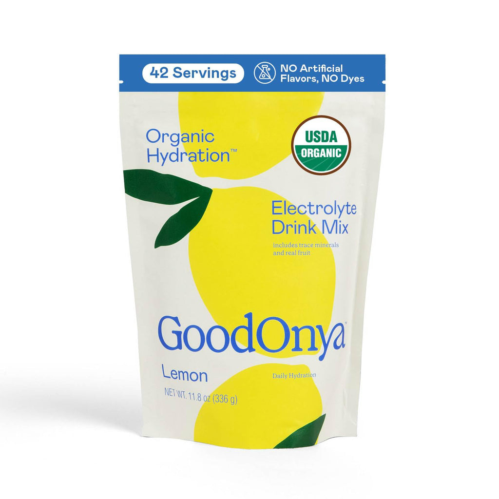 GOODONYA Organic Hydration Electrolyte Drink Mix, Certified Organic Hydration Powder, Non-GMO, Biochecked Glyphosate Free, Low Sugar, Lemonade Flavor,