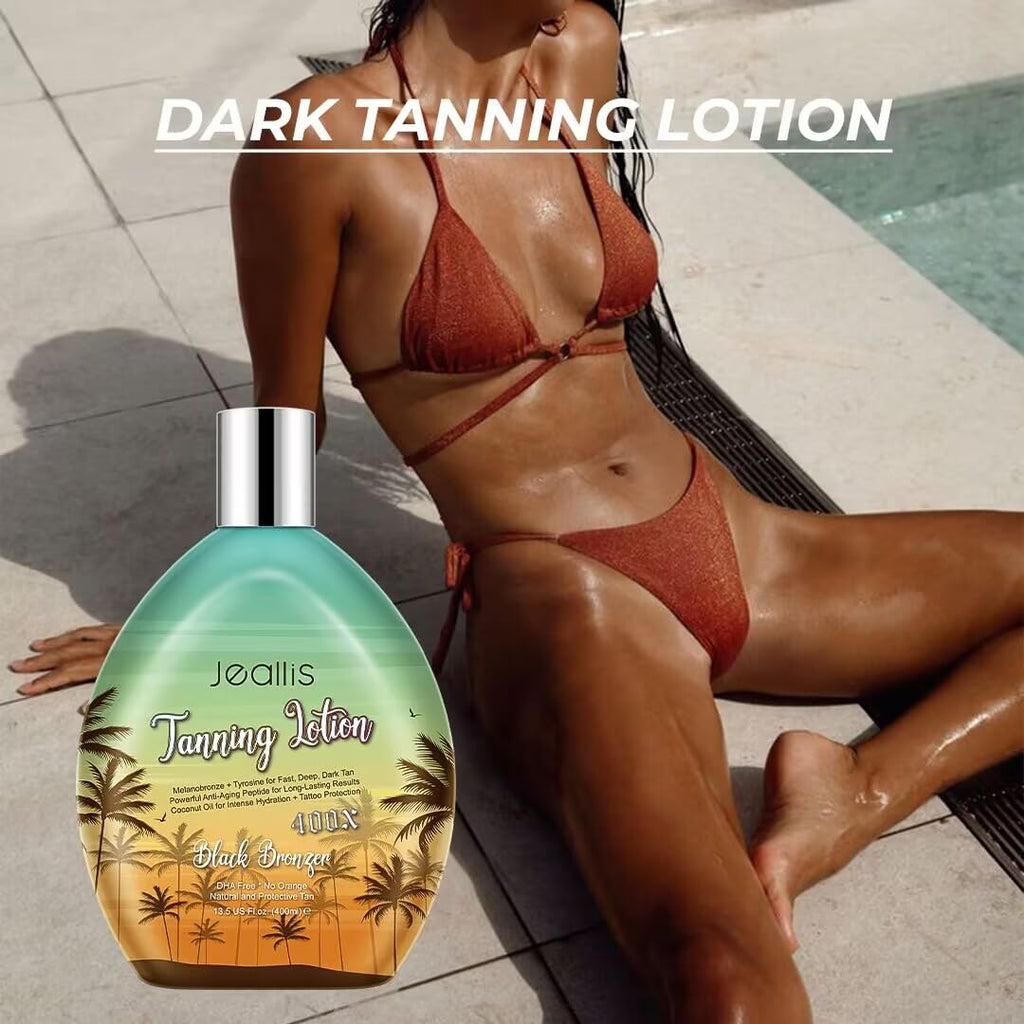 Jeallis Extreme Dark Tanning Lotion Accelerator for Indoor Tanning Beds & Outdoor Sun Tan with Bronzer to Get Dark Fast Tan
