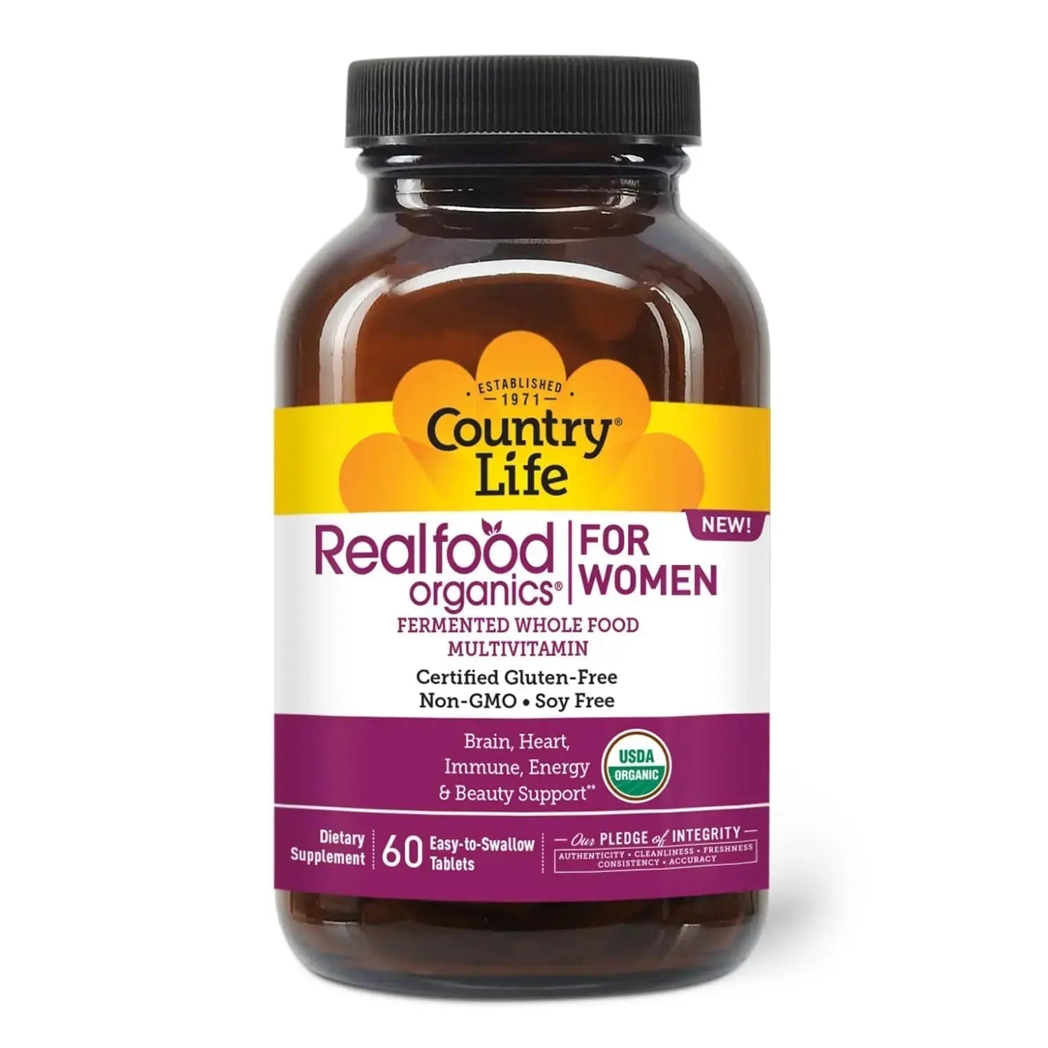 Country Life Realfood Organics Women’s Multivitamin – USDA Organic, Vegan, Gluten-Free – 1,300mg Fermented Whole Foods, Vitamins D, E, B, Folate & Biotin Country Life Au supplements
