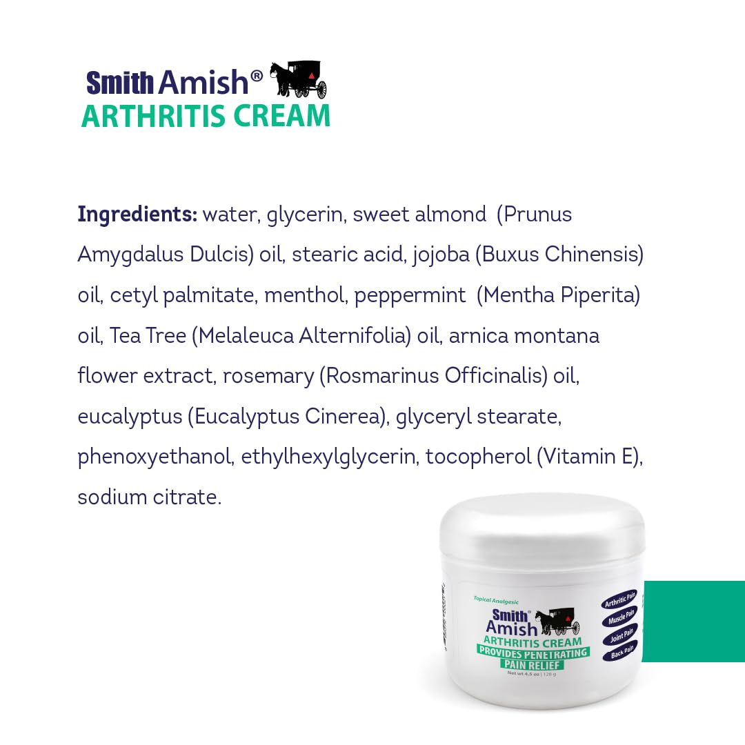 Smith Amish Arthritis Cream. Soothing and Cooling. 4.5 oz jar Smith Amish Au supplements