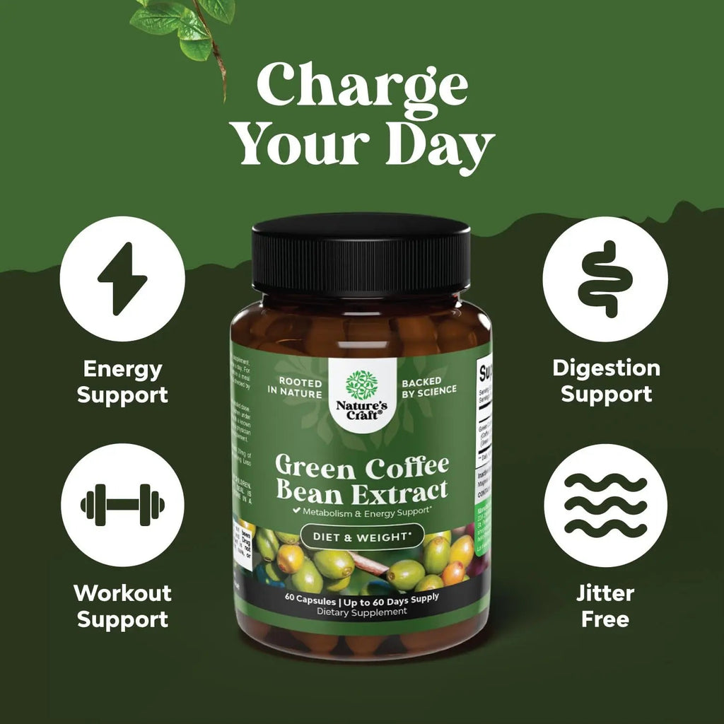 Pure Green Coffee Bean Extract - Super Energizing Green Coffee Extract with 50% Chlorogenic Natures Craft Au supplements