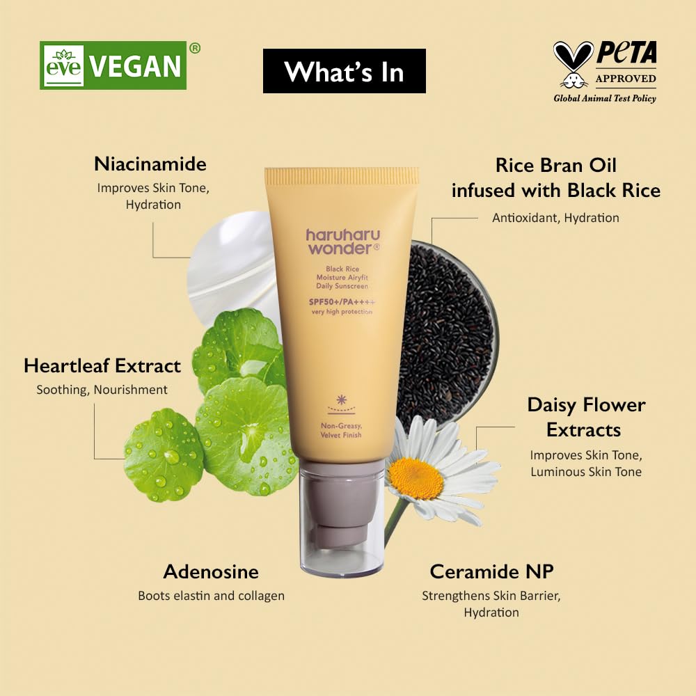 Haruharu Wonder Black Rice Moisture Airyfit Daily Sunscreen 1.69fl.oz - Velvet Finish, No White Cast