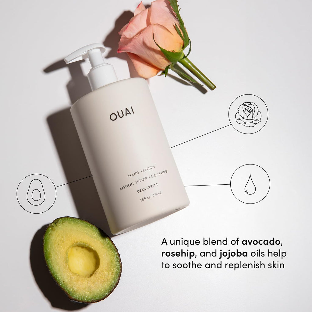OUAI Hand Wash and Hand Lotion Set, Dean Street Scent - Moisturizes and Exfoliates with Daily Use - Made with Jojoba Esters, Avocado & Rosehip Oils (16 Fl Oz Each) OUAI Au supplements