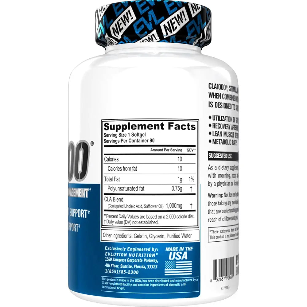 Conjugated Linoleic Acid CLA Pills - CLA 1000mg Diet Pills to Support Weight Loss Fat Burning Evlution Au supplements