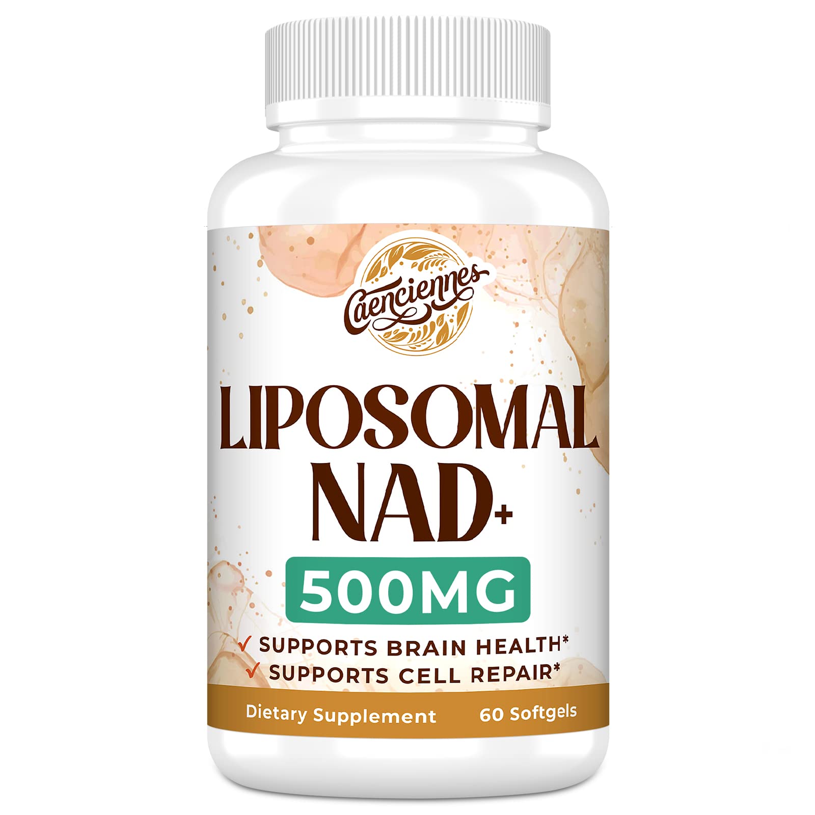 Caenciennes Liposomal NAD+ 500 MG Supplement, True NAD Plus Supplement, Superior Absorption, Boost NAD+ More Efficient Than Nicotinamide Riboside for Cellular Energy, Healthy Aging, 60 Serving Caenciennes Au supplements