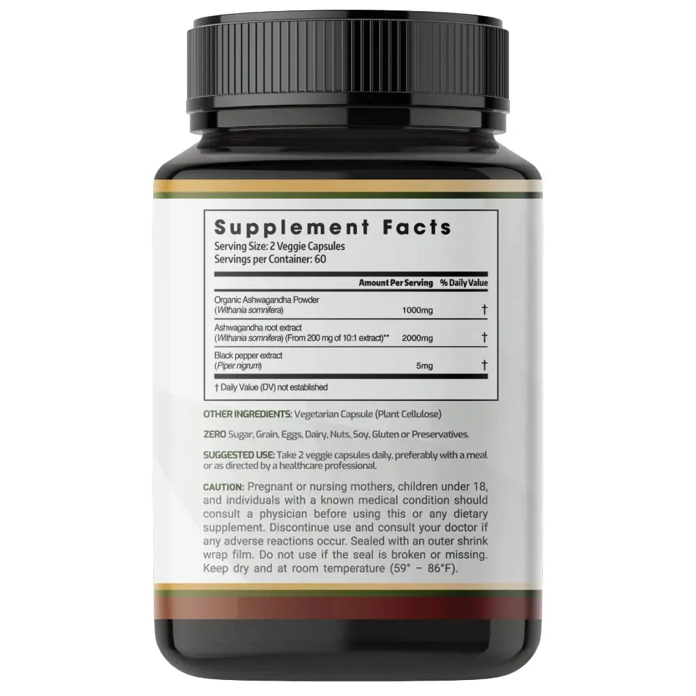 PRATIC LINE Ashwagandha Capsules 3,000 mg - 120 Vegan Cap Made with Organic PRATIC LINE Au supplements
