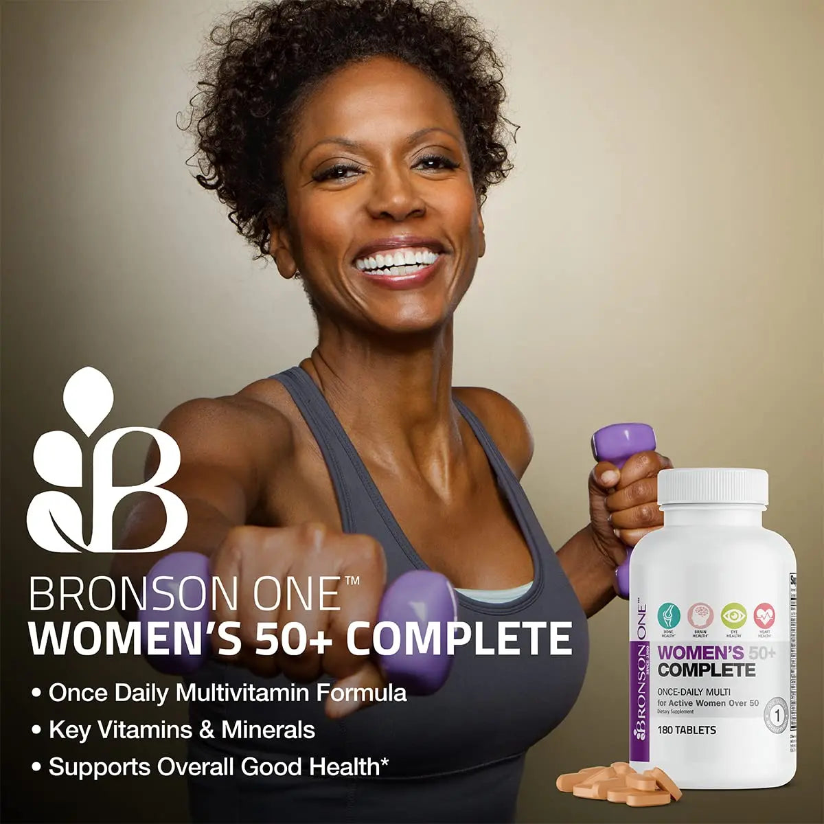Bronson ONE Daily Women’s 50+ Complete Multivitamin Multimineral, 180 Tablets Bronson Au supplements