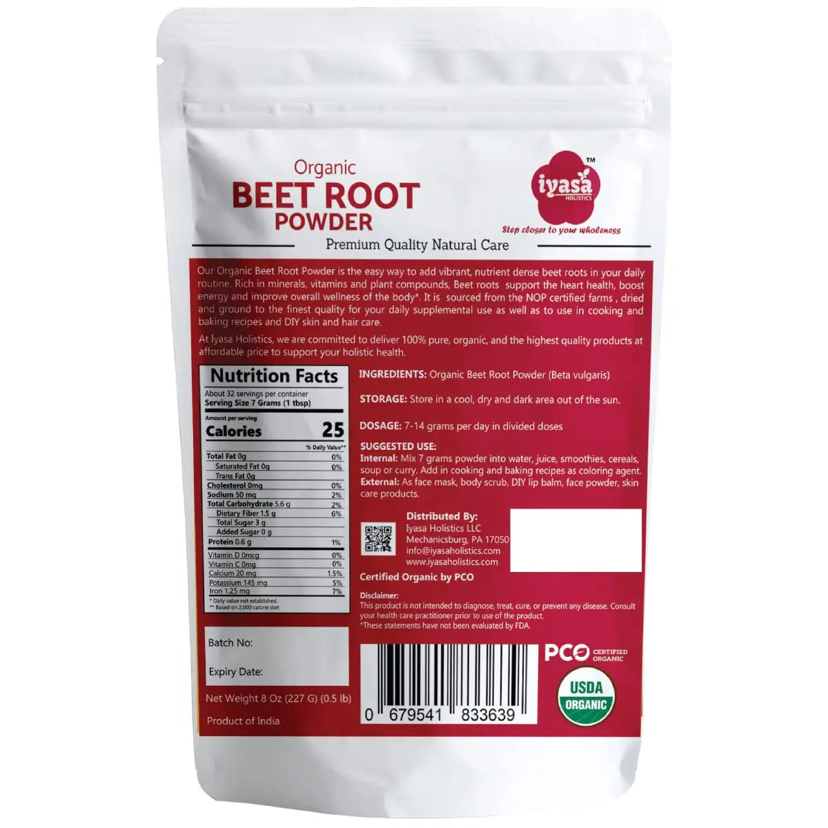 Iyasa Organic Beet Root Powder, Plant Based, Vegan, Gluten-Free, Beetroot Superfood Iyasa Holistics Au supplements