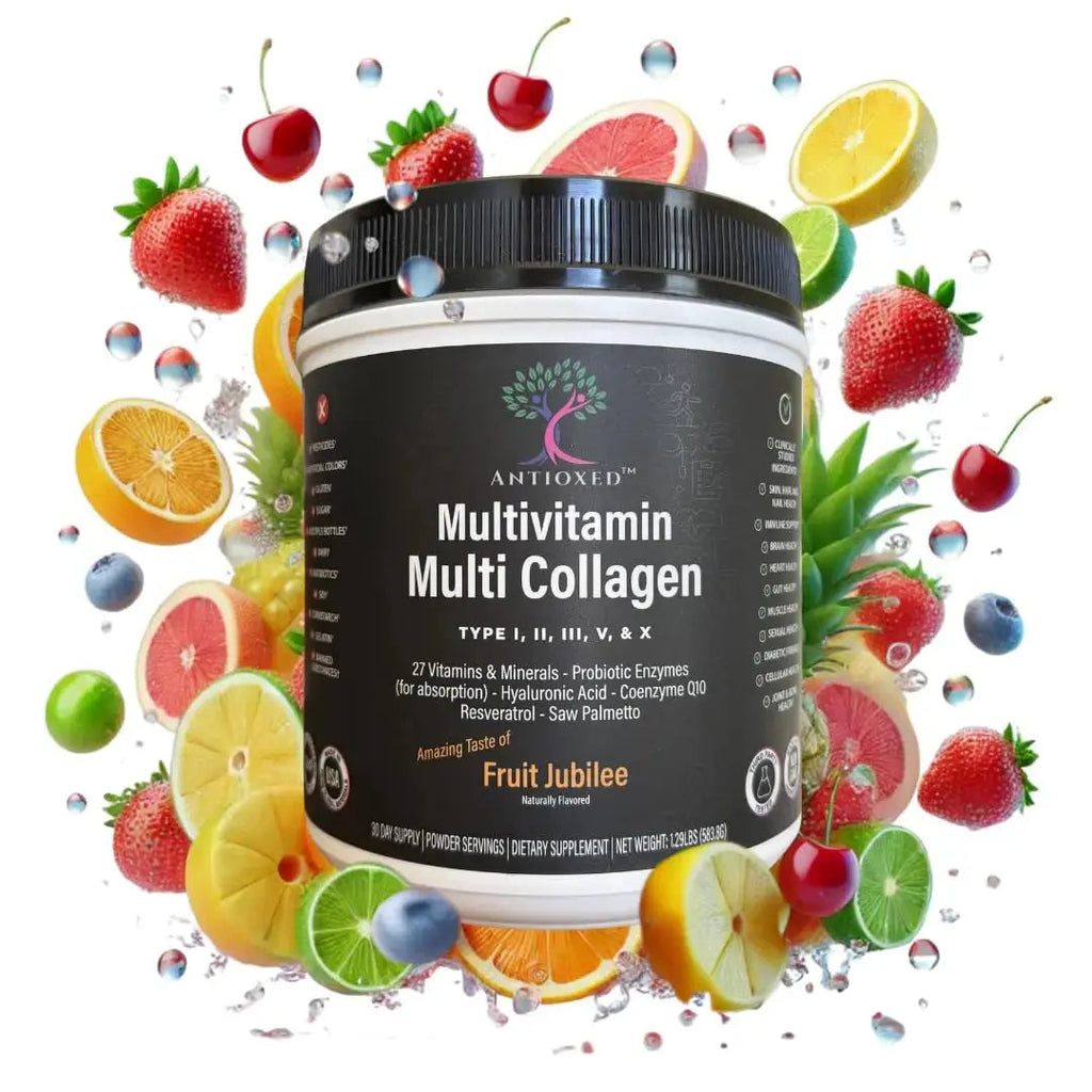 Antioxed Multi Collagen Multivitamin for Women+Men, Keto, Skin, Joint, Cognitive, Heart, Sensual, & Immune Health, Hydrolyzed Peptides, Antioxidants, Probiotics Antioxed Au supplements
