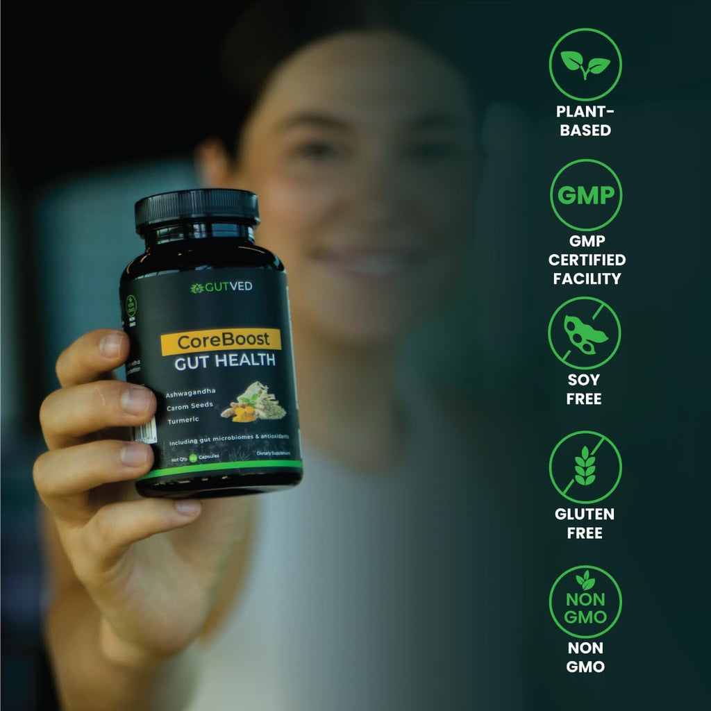 GUTVED Bloating & Gas Relief Probiotic for Women & Men | 9-in-1 Gut & Digestive Support with Probiotics, Prebiotic Inulin, Turmeric, Ginger & Fennel | Daily Plant-Based Capsules, 60 Count GUTVED Au supplements