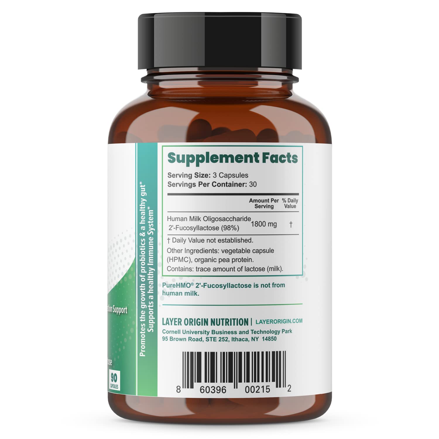 Layer Origin PureHMO Human Milk Oligosaccharide (HMO 2'-FL) Prebiotic Fiber - Feed 180 Billion Probiotics/Serving, 30-Day Supply