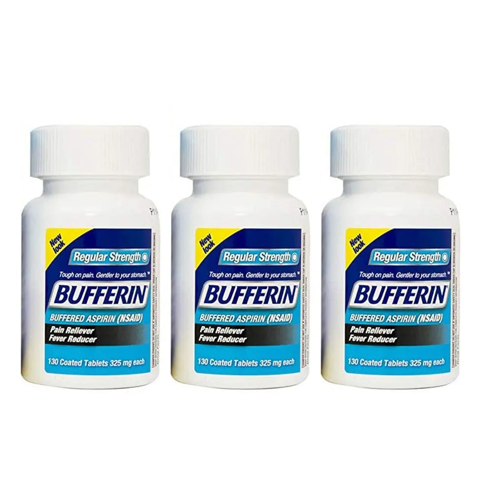 Bufferin Buffered Aspirin (NSAID) Coated Tablets Pain Reliever/Fever Reducer 130 ea (Pack of 3) Bufferin Au supplements