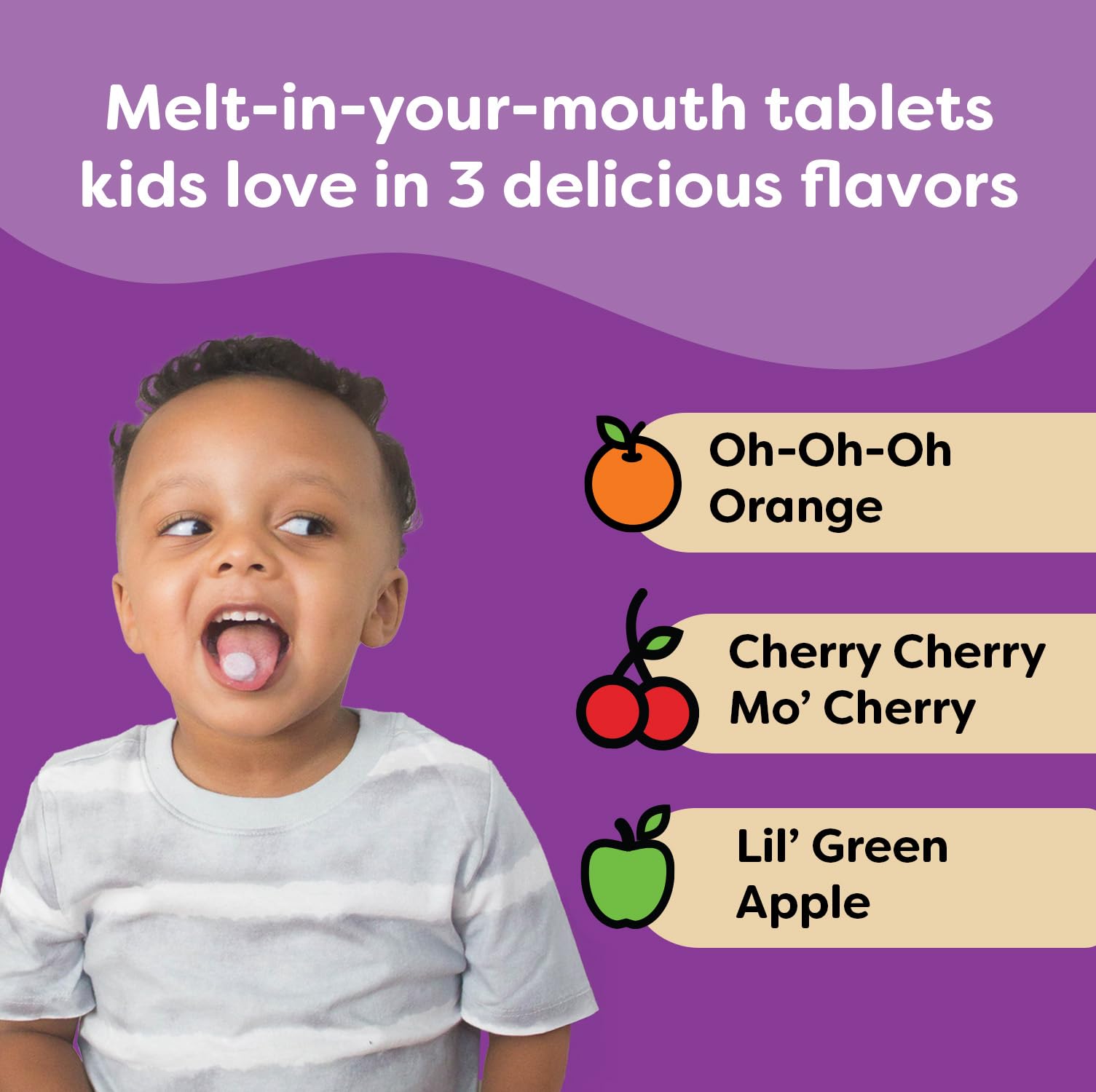Renzo's Picky Eater Kids Multivitamin with Iron - Dissolvable Kids Vitamins with Iron, Zinc, Vitamin C, Vitamin D, E & K, Sugar-Free Melty Tabs, Orange Flavor