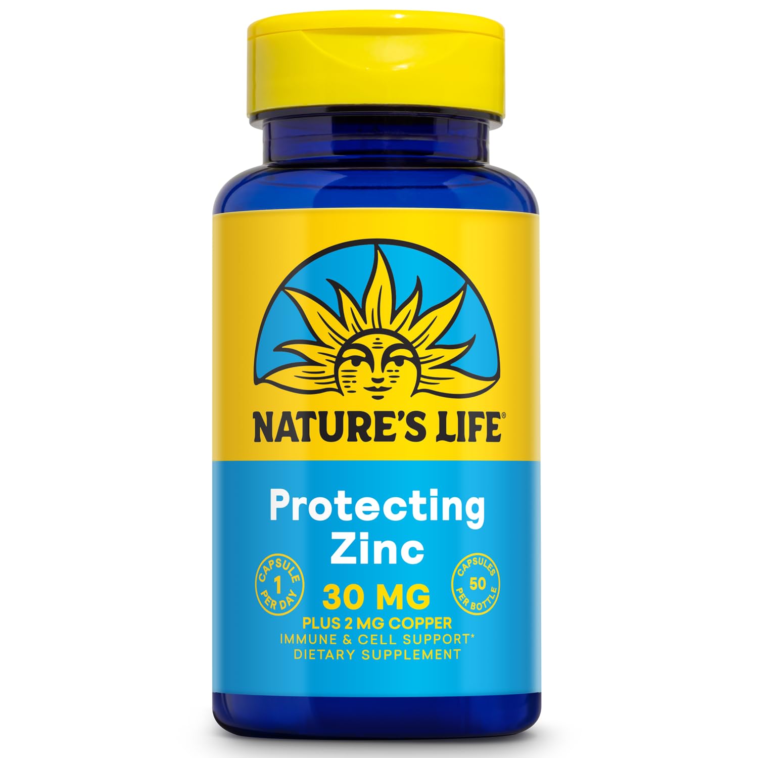 Nature's Life Zinc Picolinate 30mg Plus 2mg of Copper - Chelated Zinc Supplement for Immune, Cardiovascular, Skin, Cellular Function, and Muscle Support - 60-Day Guarantee - 50 Servings, 50 Capsules Nature's Life Au supplements