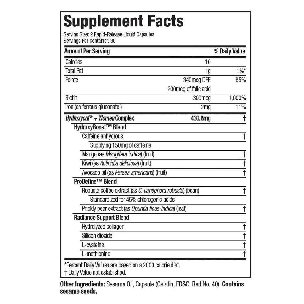 Hydroxycut + Women Pills with Biotin & Collagen | Hair Nails and Skin Vitamins | Iron Supplement Hydroxycut Au supplements