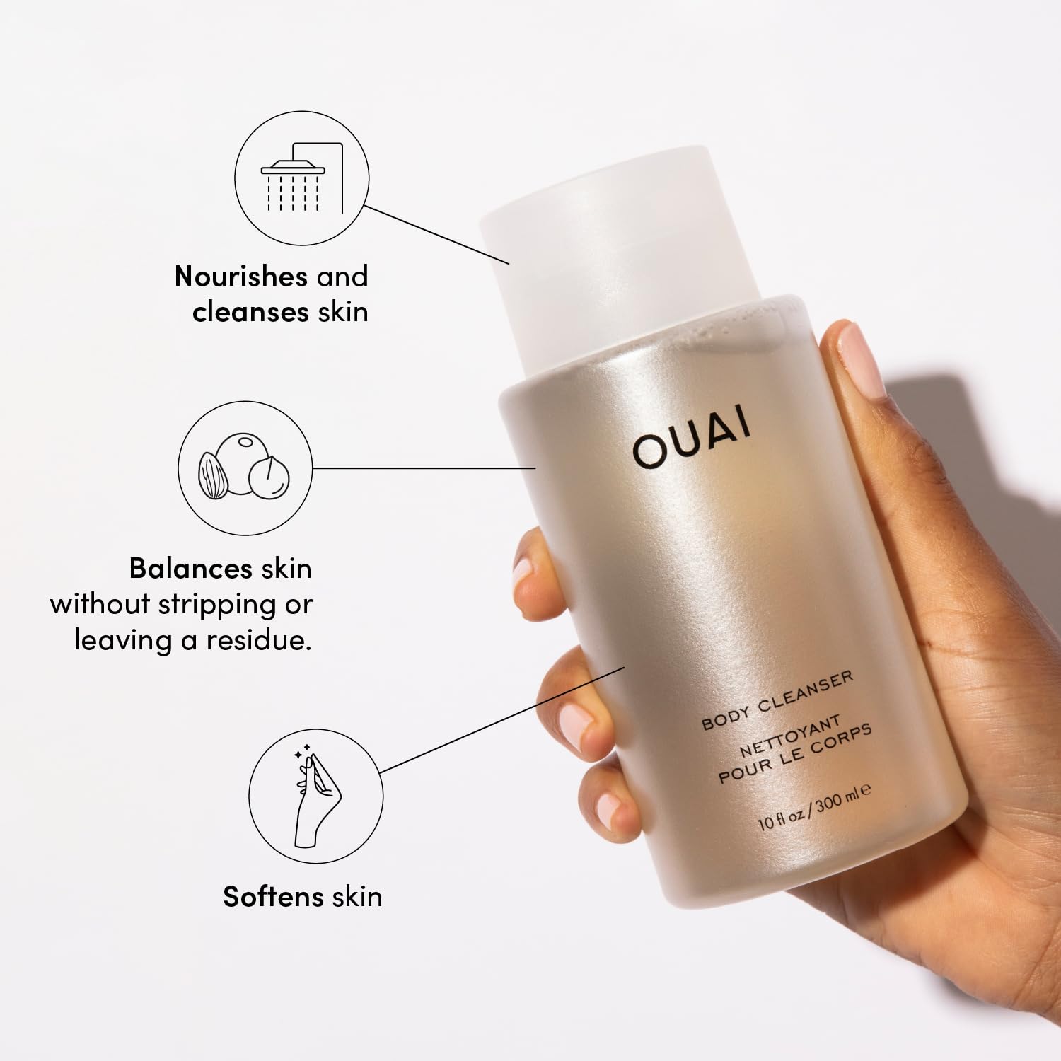 OUAI Body Cleanser, Dean Street - Foaming Body Wash with Jojoba Oil and Rosehip Oil to Hydrate, Nurture, Balance and Soften Skin - Paraben, Phthalate and Sulfate Free Skin Care Products (10 Fl Oz) OUAI Au supplements