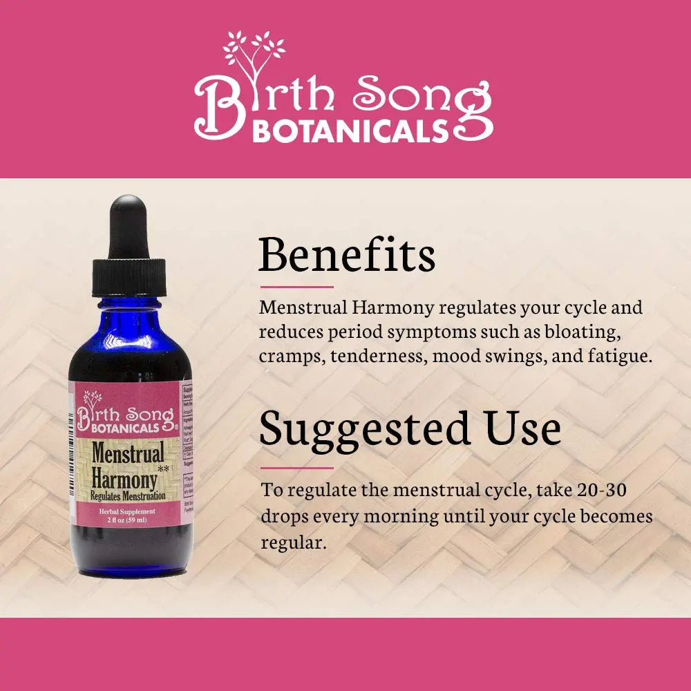 Birth Song Botanicals Menstrual Harmony Tincture, Herbal Period Symptom Support Birth Song Botanicals Au supplements
