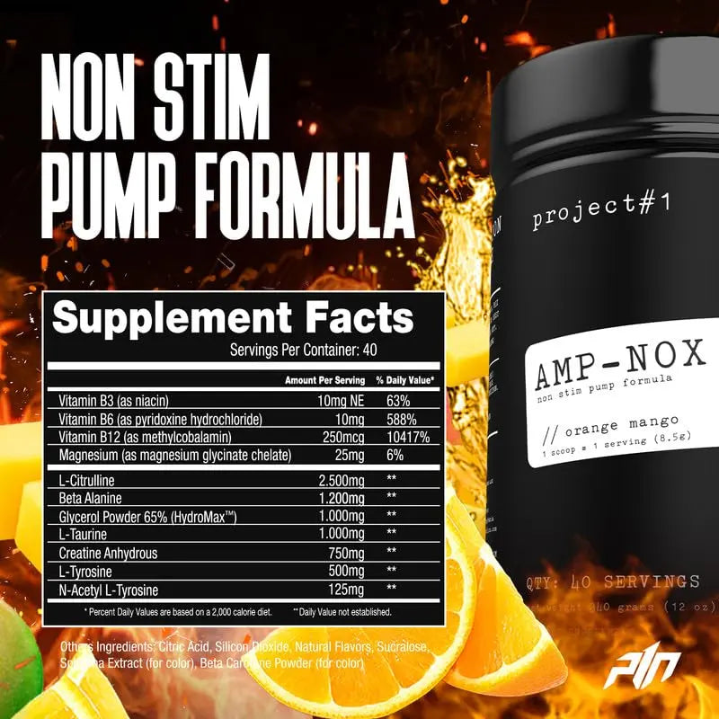 Project #1 AMP-NOX: Pre & Post Workout Powder to Boost Focus & Pump | Energizing Project #1 Au supplements