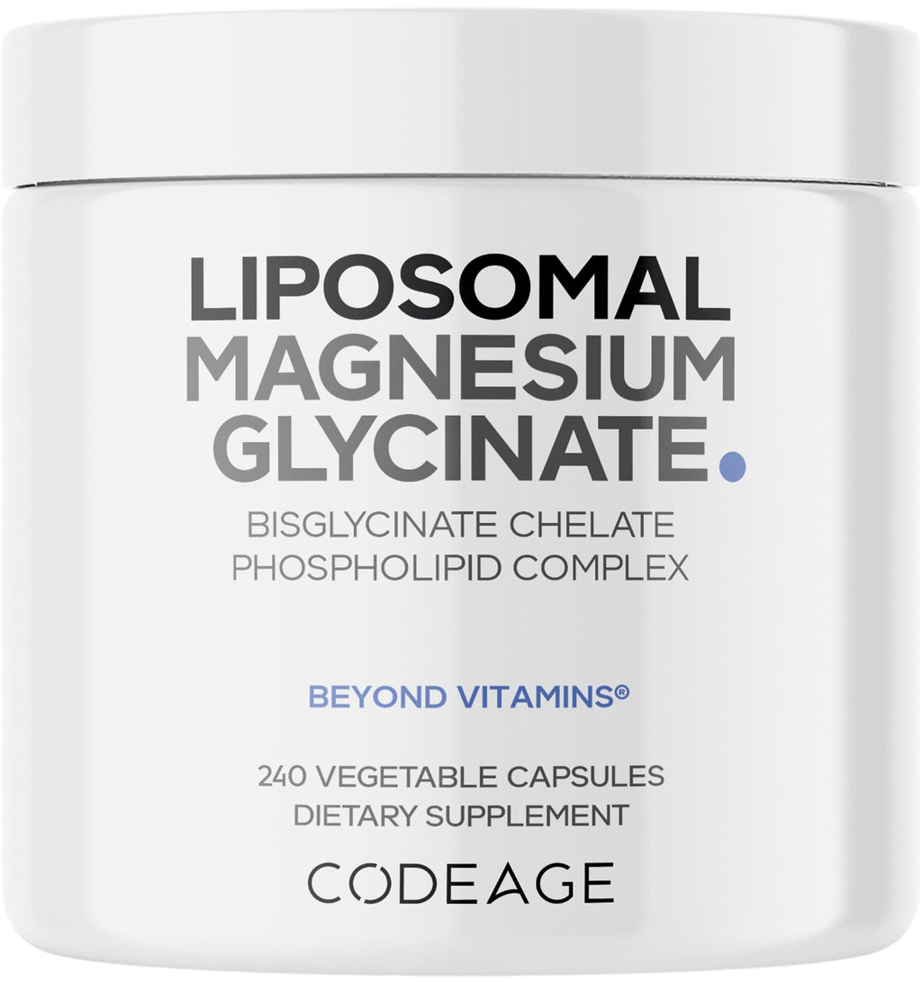 Codeage Liposomal Magnesium Glycinate Supplement, 2-Month Supply, Bisglycinate Magnesium Chelate, Chelated Magnesium Mineral Pills, BioPerine Black Pepper Vitamins Capsules, Non-GMO Vegan, 240 ct Codeage Au supplements