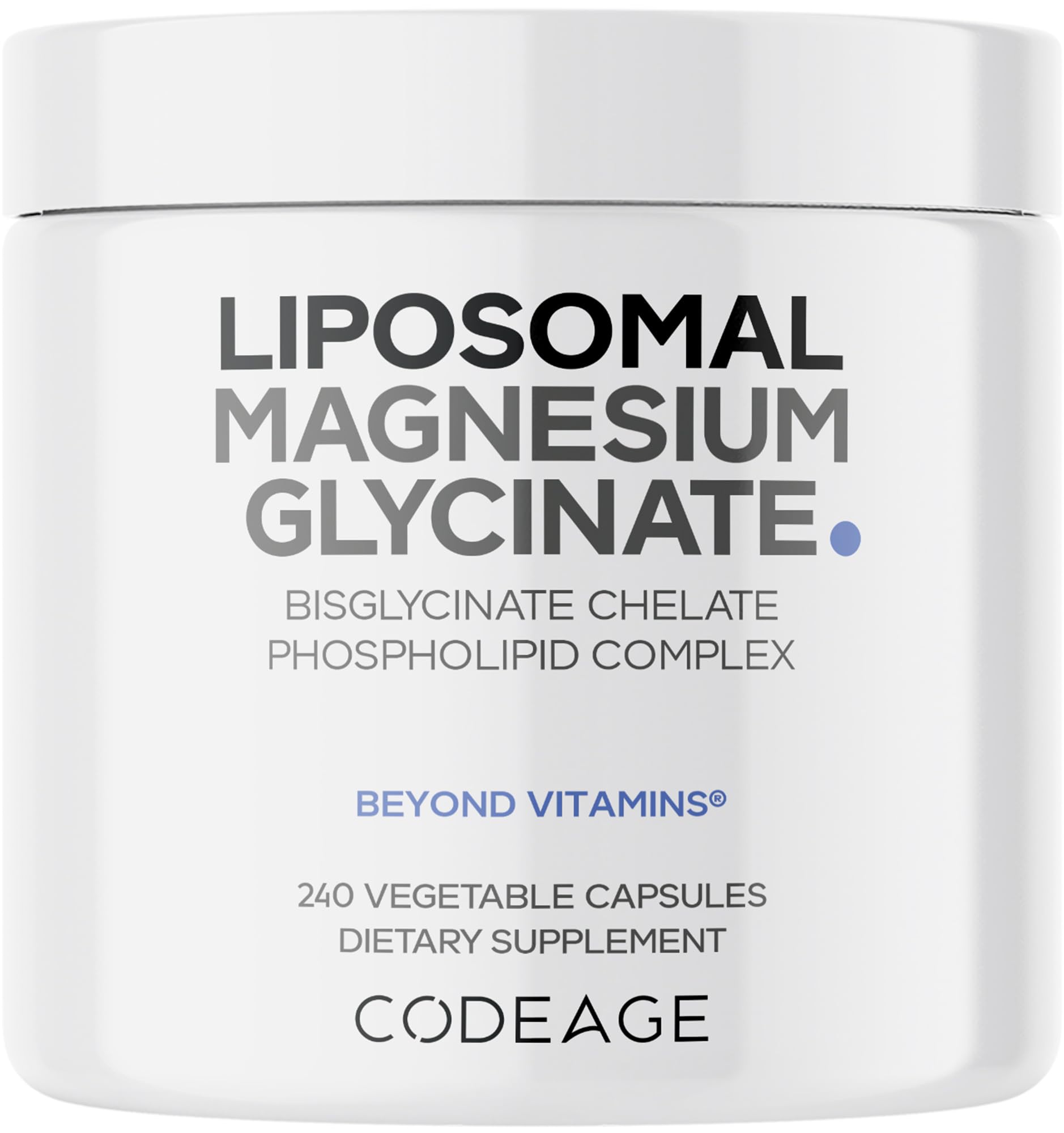 Codeage Liposomal Magnesium Glycinate Supplement, 2-Month Supply, Bisglycinate Magnesium Chelate, Chelated Magnesium Mineral Pills, BioPerine Black Pepper Vitamins Capsules, Non-GMO Vegan, 240 ct Codeage Au supplements