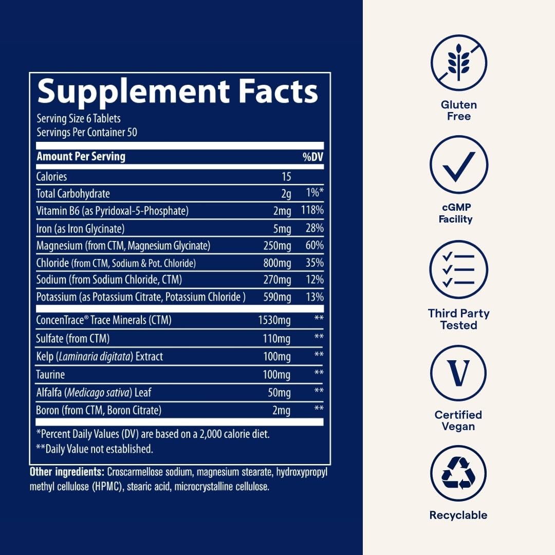 Trace Minerals Electrolyte Stamina - Daily Hydration Supplement for Electrolyte Balance - Energy Support - Full Spectrum of Ionic Minerals - Vegan - Gluten-Free - 300 Count (50 Servings) Trace Minerals Au supplements