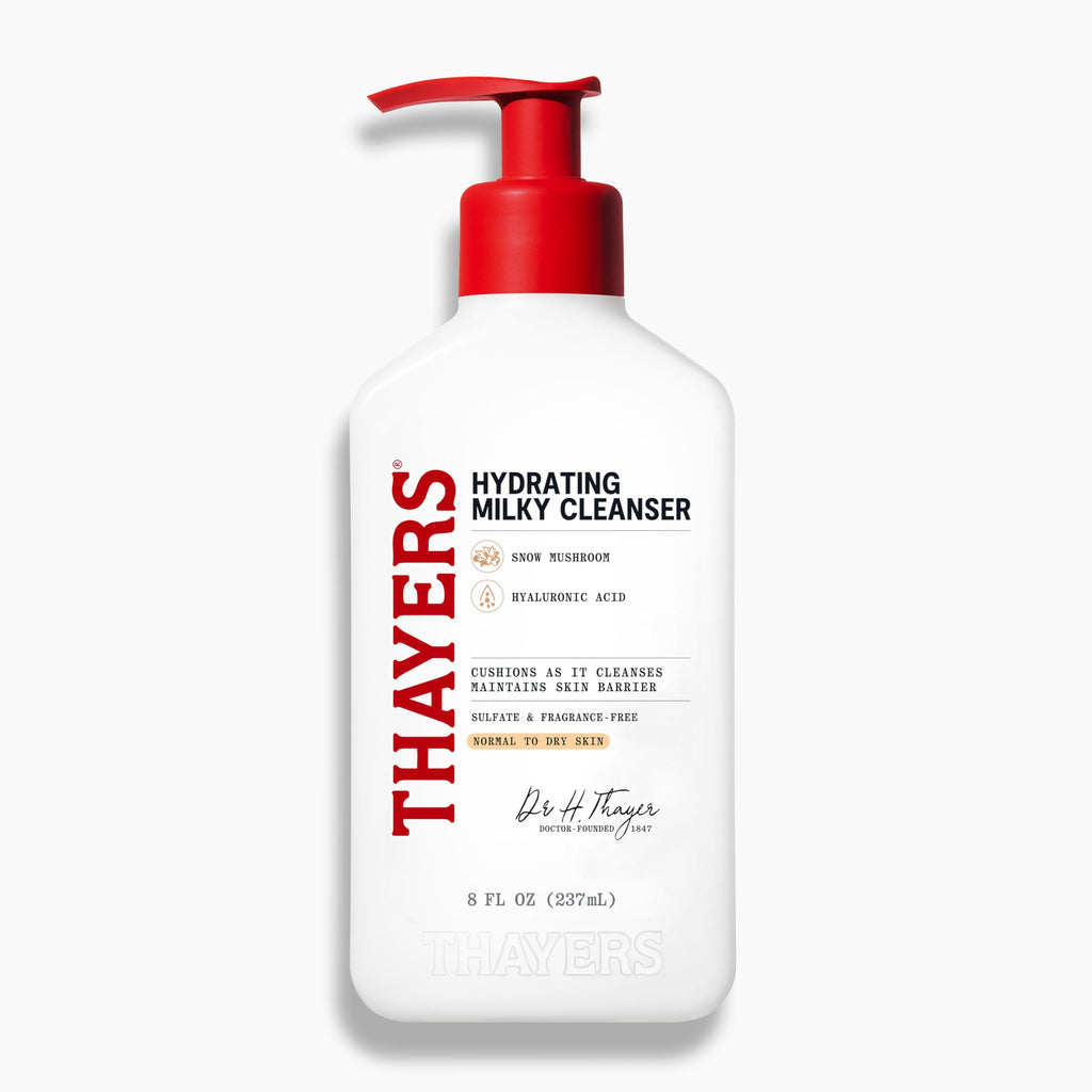 Thayers Milky Hydrating Face Cleanser with Snow Mushroom and Hyaluronic Acid, Dermatologist Recommended Gentle Facial Wash and Hydrating Skincare