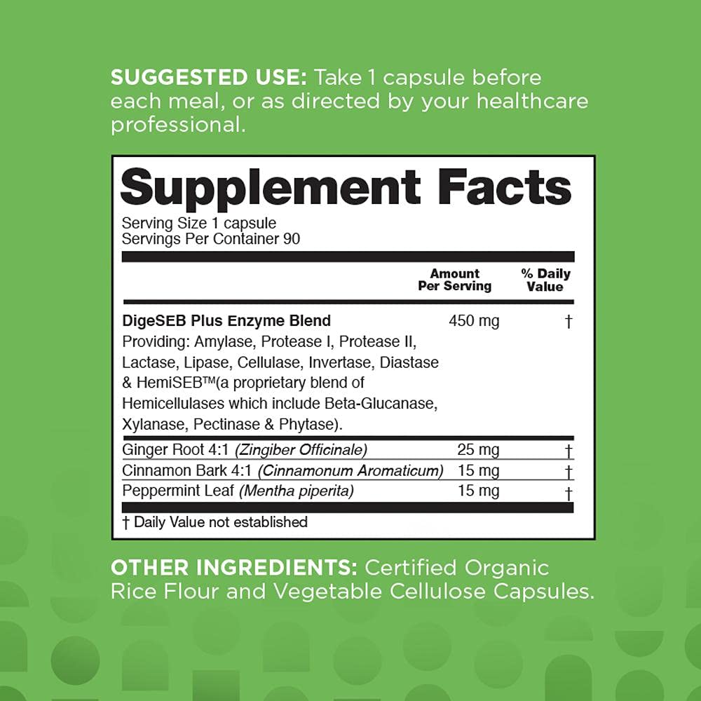 nbpure Vegan Digestive Enzyme Complex – Daily Bloating, Gas, & Food Digestive Support for Women & Men – 12 Enzymes & 3 Herbs – Lactase, Protease, Lipase