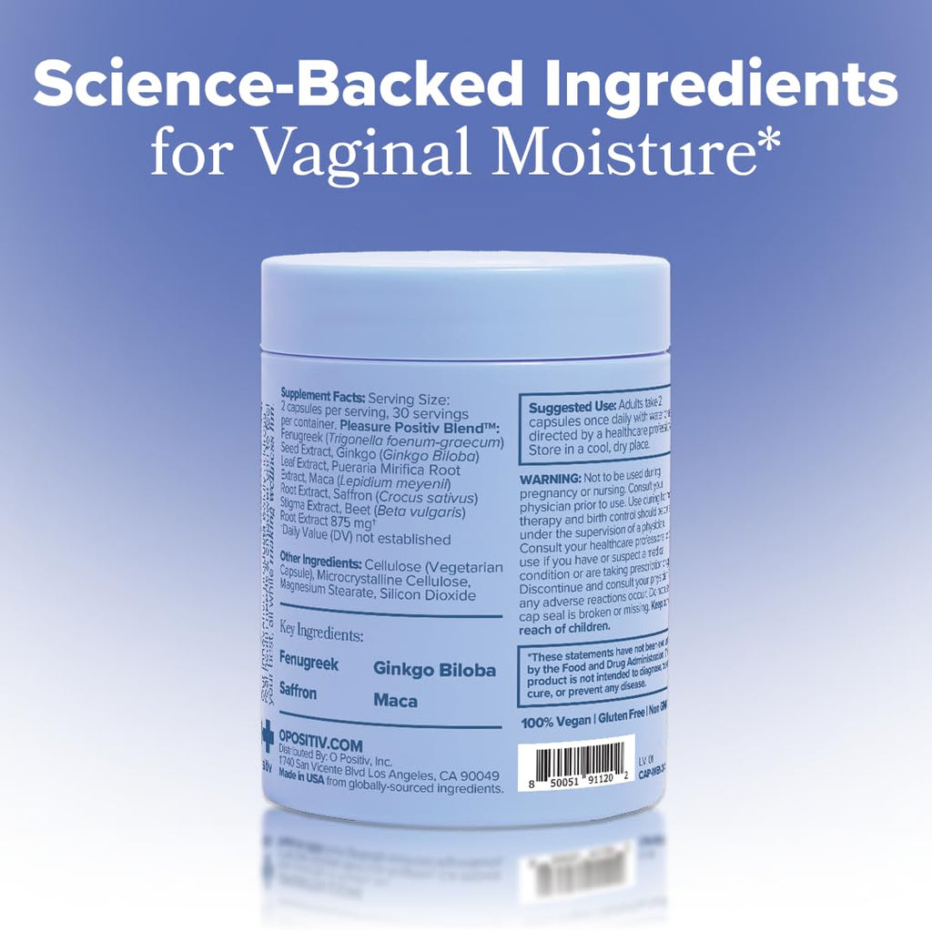 MENO Vaginal Moisture Support Capsules – OBGYN-Formulated to Support Healthy Vaginal Moisture, Mood & Relaxation – Hormone-Free Supplements with Maca Root & Fenugreek Seed Extract – 30 Servings O Positiv Au supplements