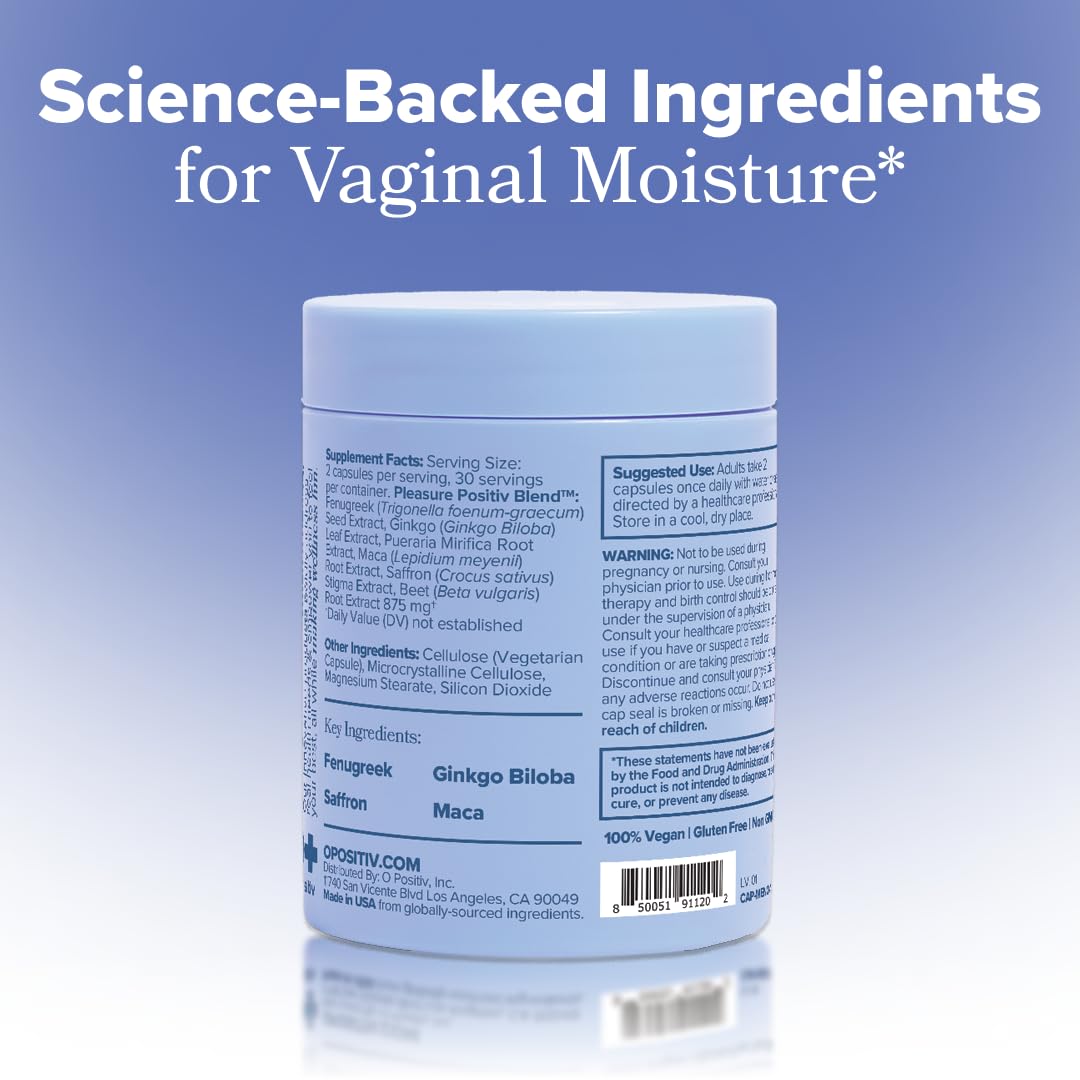 MENO Vaginal Moisture Support Capsules – OBGYN-Formulated to Support Healthy Vaginal Moisture, Mood & Relaxation – Hormone-Free Supplements with Maca Root & Fenugreek Seed Extract – 30 Servings O Positiv Au supplements