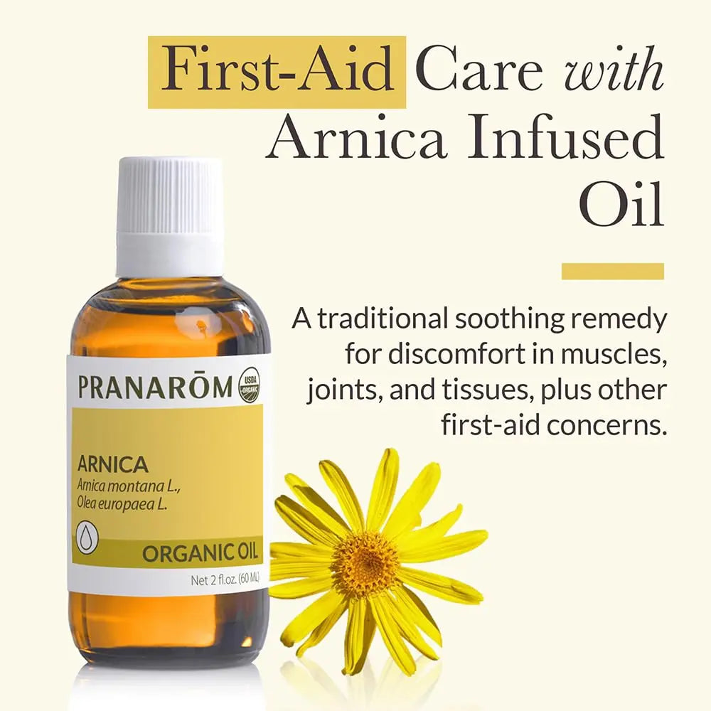 Pranarom - USDA Certified Organic French Arnica Virgin Plant Oil - 2 fl oz Glass Bottle - Massage Oil for Body Pranarom Au supplements