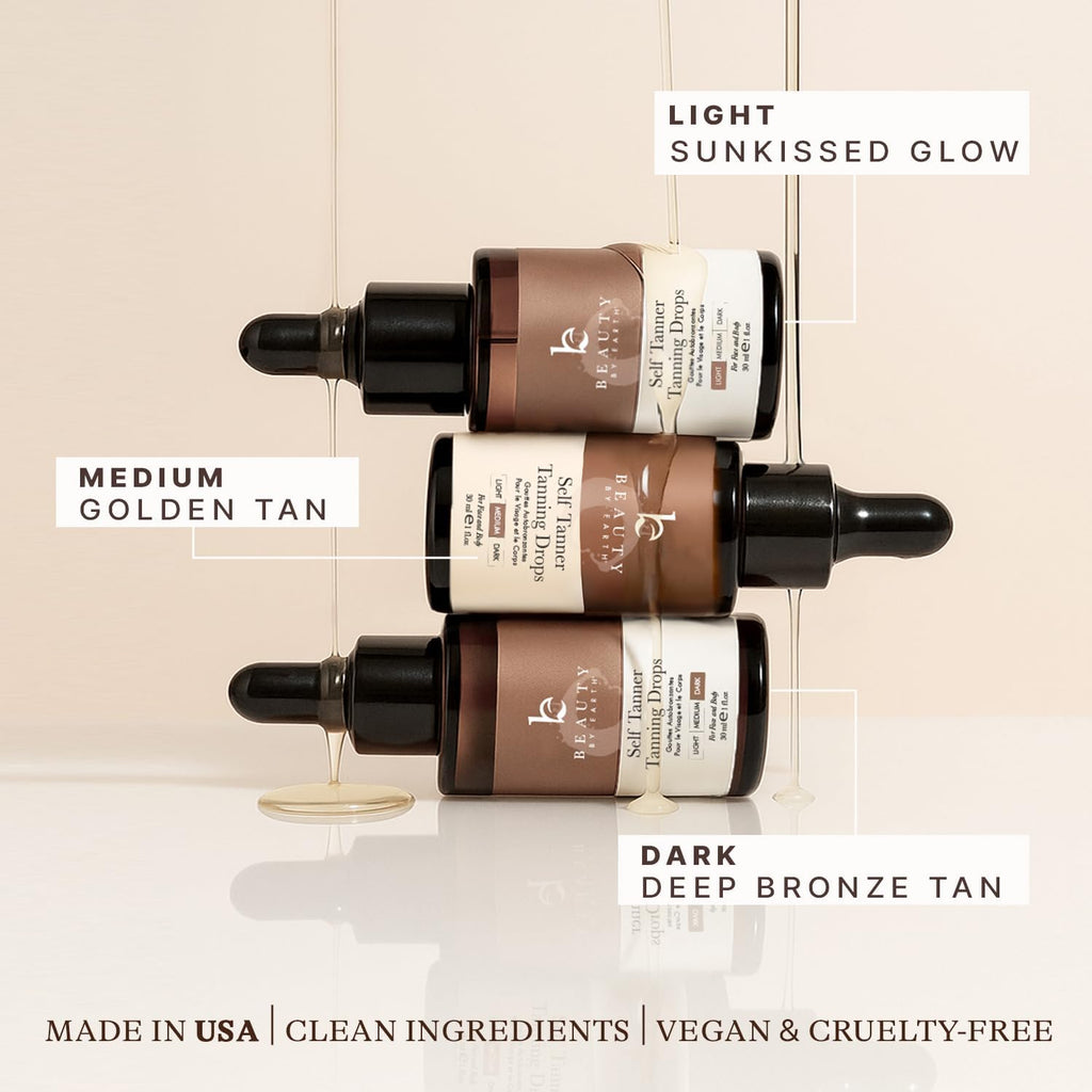 Self Tanning Drops - USA Made with Natural & Organic Ingredients, Medium Face Tanning Drops to Add to Lotion