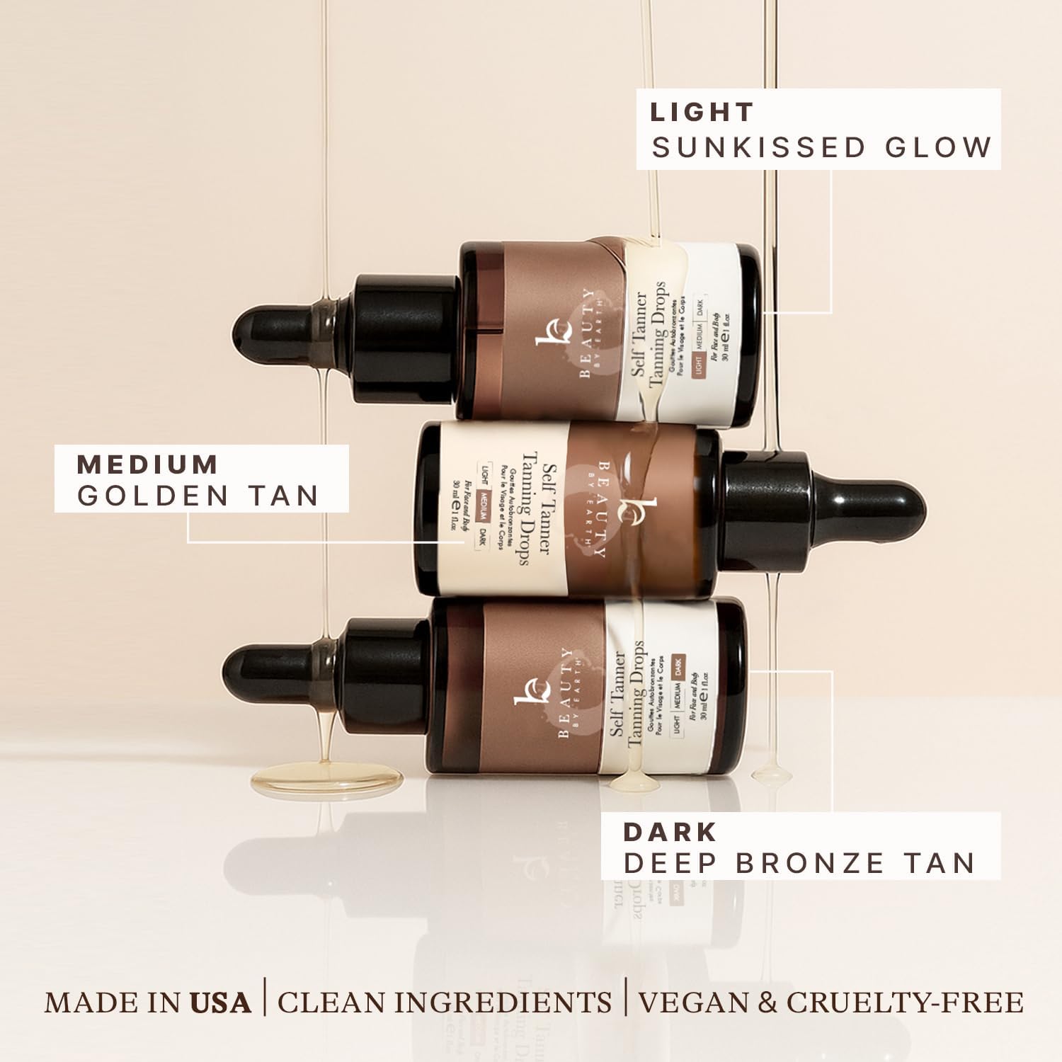 Self Tanning Drops - USA Made with Natural & Organic Ingredients, Medium Face Tanning Drops to Add to Lotion
