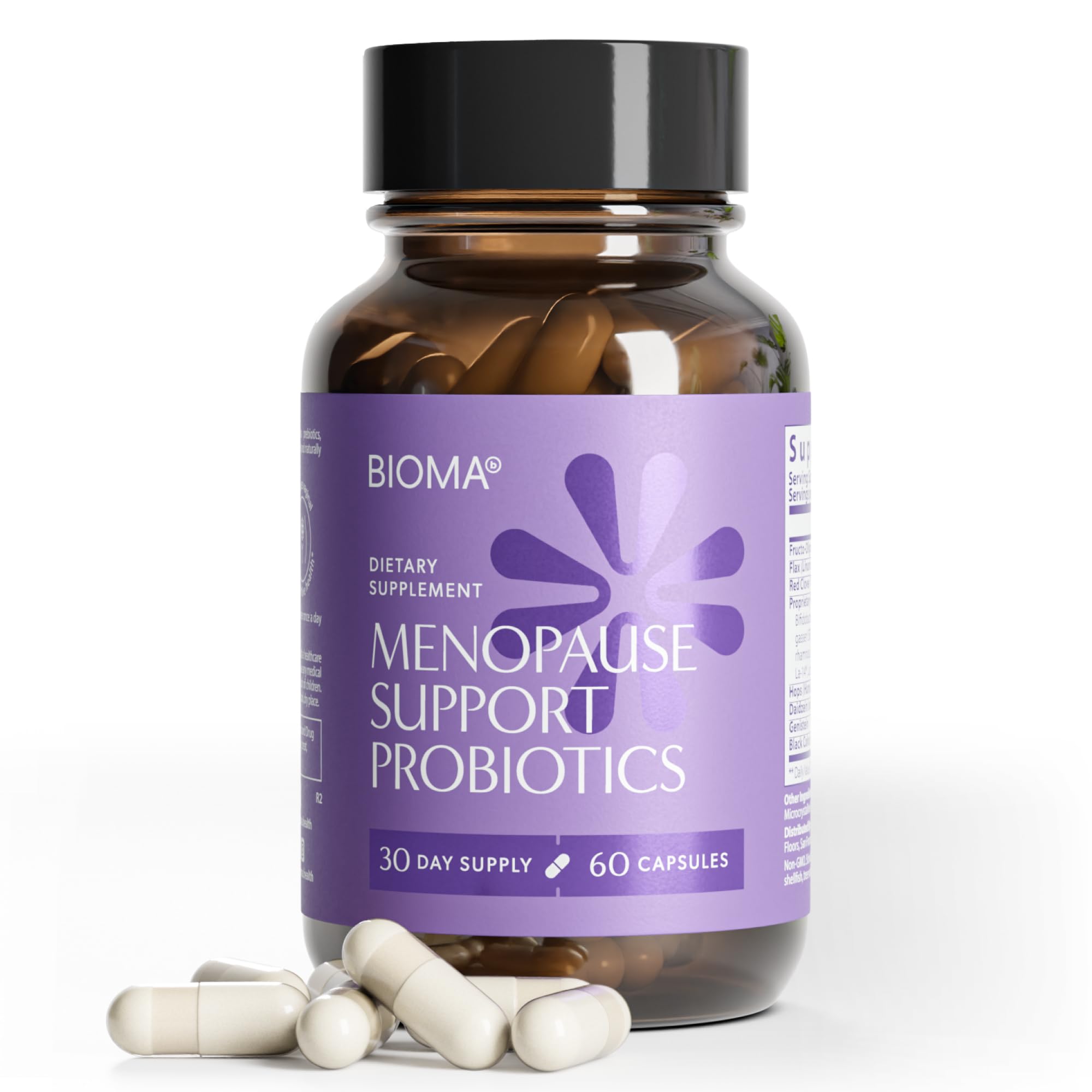 BIOMA Menopause Support Probiotics for Women - Hormone Free Hot Flash & Night Sweat Relief - Gut-Hormone Balance with Phytoestrogens, BB536, Delayed Release (60 Capsules - 30 Day Supply) BIOMA Au supplements