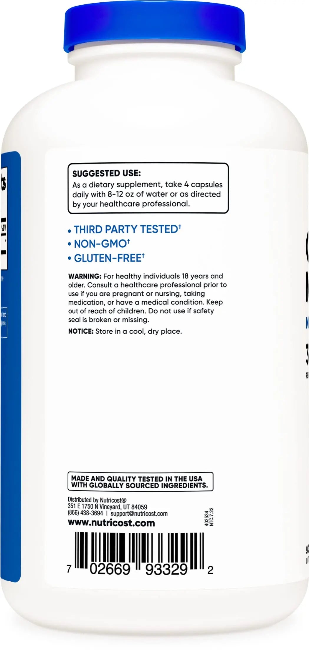 Nutricost Creatine Monohydrate 3000mg (750mg Per Cap), 500 Capsules (3 Bottles) Nutricost Au supplements