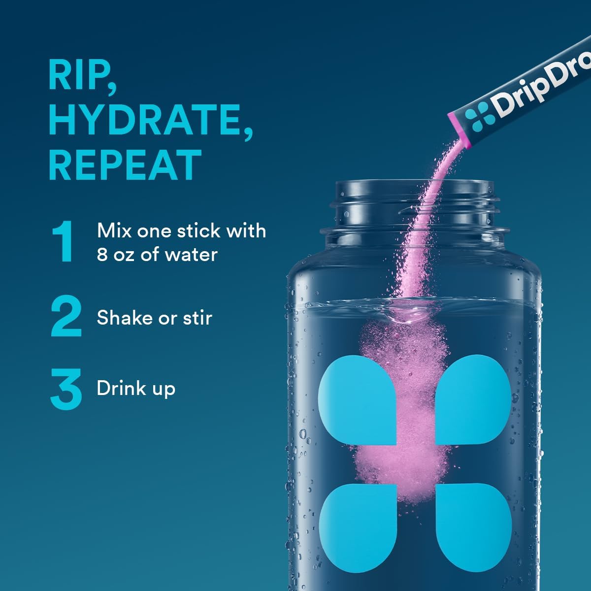 DripDrop Hydration Packets - Bold Variety Pack - Single Serve Electrolytes Powder Drink Mix - Watermelon, Berry, Lemon, Orange