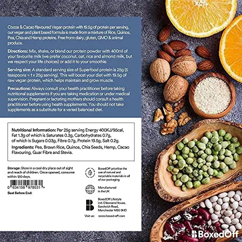 Vegan Protein Powder, Complete Plant Based Protein - 5 Plant Protein Sources - No Additives Boxed Off Au supplements