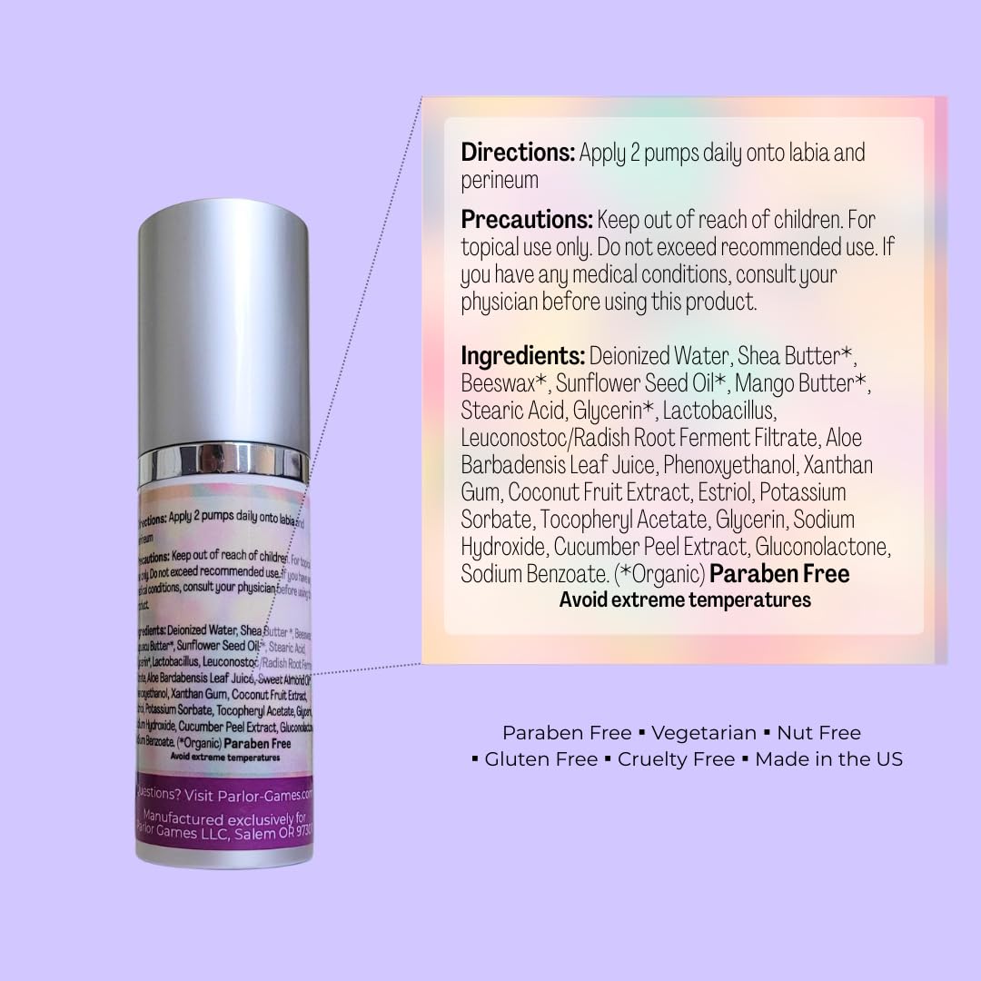 Silky Peach Cream by Parlor Games – Bioidentical Estriol Cream for Women – Menopause Relief for Vaginal Dryness & Vulva Itch – 30ml Bottle (2 Month Supply) Parlor Games Au supplements