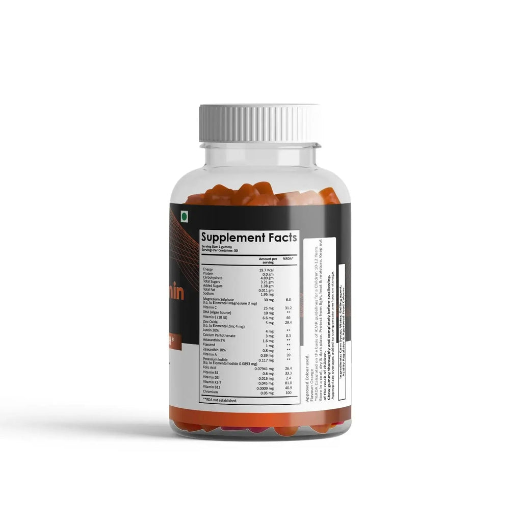 CHARMSVEDA Multivitamin Gummies – Energy, Immunity & Overall Wellness with DHA, Vitamin C, Zinc & Antioxidants – Orange Flavour – 30 Gummies CHARMSVEDA Au supplements