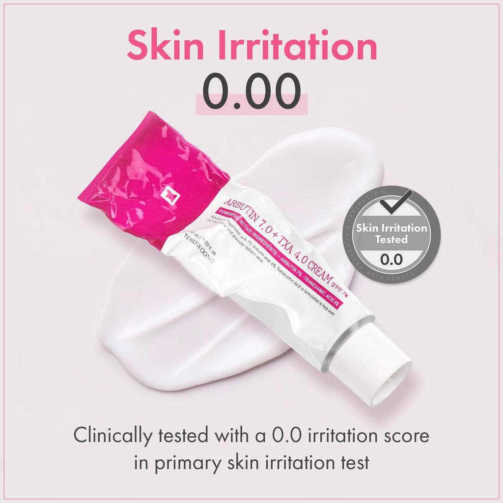 TOSOWOONG Arbutin 7% + Tranexamic Acid 4% Cream, 70,000ppm Arbutin, 40,000ppm TXA, Niacinamide, Glutathione