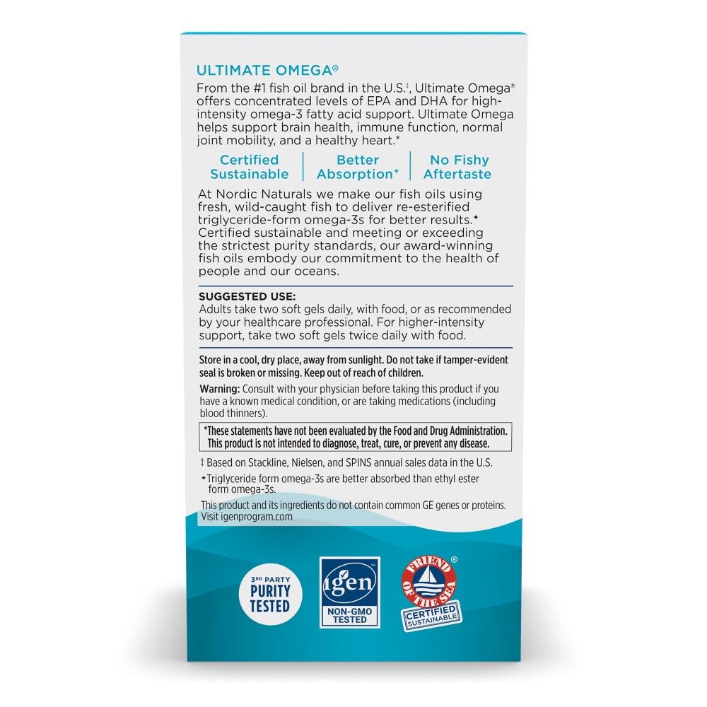 Nordic Naturals Ultimate Omega, Lemon Flavor - 180 Soft Gels - 1280 mg Omega-3 - High-Potency Fish Oil with EPA & DHA - Promotes Brain & Heart Health - Non-GMO - 90 Servings Nordic Naturals Au supplements
