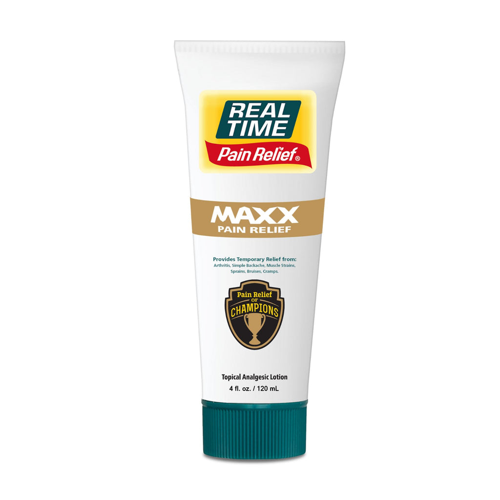 Real Time Pain Relief MAXX 4oz Tube | 18 Natural Ingredients: Arnica, Menthol & Peppermint | Maximum Strength Muscle Pain Relief Lotion for Arthritis, Hands, Ankles, Back, Shoulders, Knees & Joints Real Time Pain Relief Au supplements