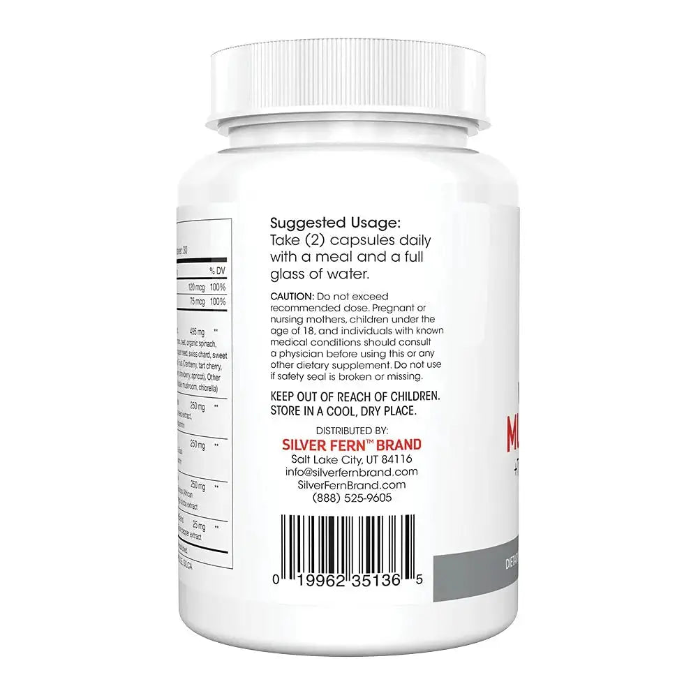 Silver Fern Whole Food Daily Multi Vitamin w/Trace Mineral Blend Supplement - 1 Bottle - 60 Vegicaps - 30 Day Supply - Natural Silver Fern Au supplements